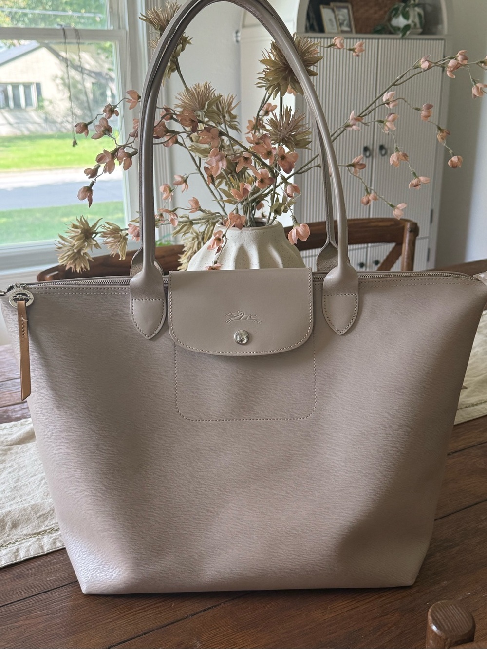 Longchamp Le Pliage City Large Tote Bag | Coated Canvas | Neutral Beige